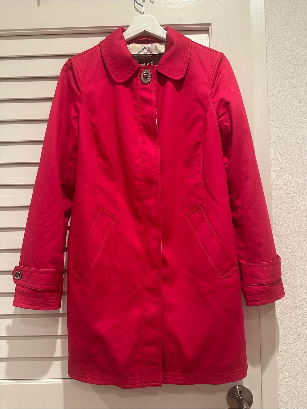 Coach Womens Size Small Turn Lock Button Trench Coat in Fuchsia